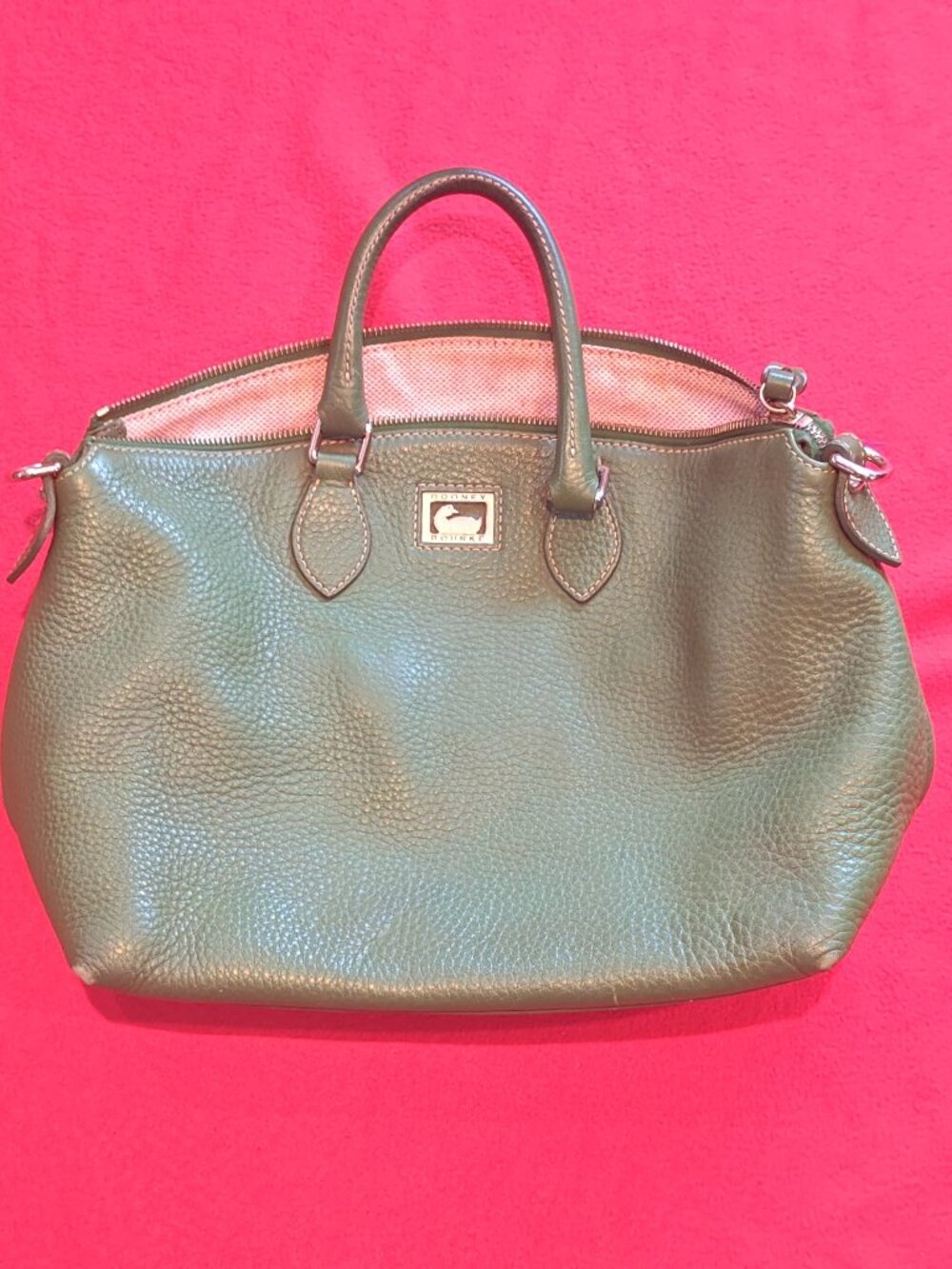 Dooney & Bourke Green Pebbled Leather Tote Satchel Purse